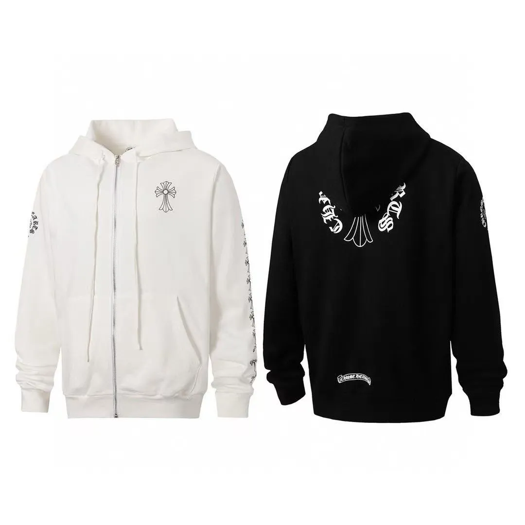 P240 Cross-border model, please do not place an order if you are pursuing quality - Chrome Hearts/Chrome Hearts 23ss cross ✝️ Sanskrit printed zipper sweatshirt cardigan jacket - High weight, high density and high quality. The wool is soft, delicate and skin-friendly. Soft and silky to the touch. Warmth and skin-friendly. - Custom-woven and dyed with no color difference. No matter the fabric or workmanship details, it beats the ordinary version on the market. - Hardware zipper accessories are all customized and full of details - Color: black White -Size: S M L XL